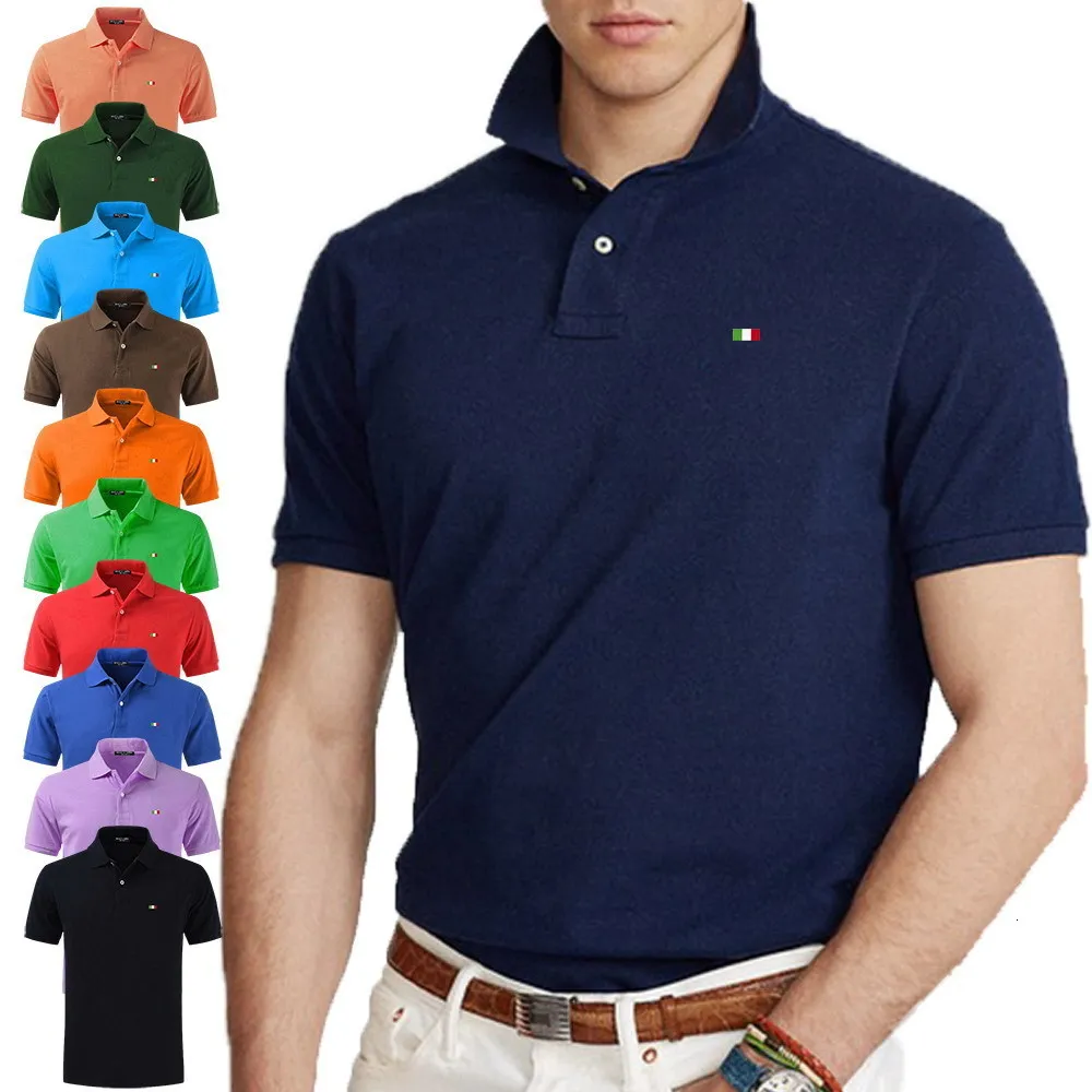 Polo da uomo 100% cotone Bandiera estiva di alta qualità Ricamo Top Tees Camicie Manica corta Casual Moda maschile 230614