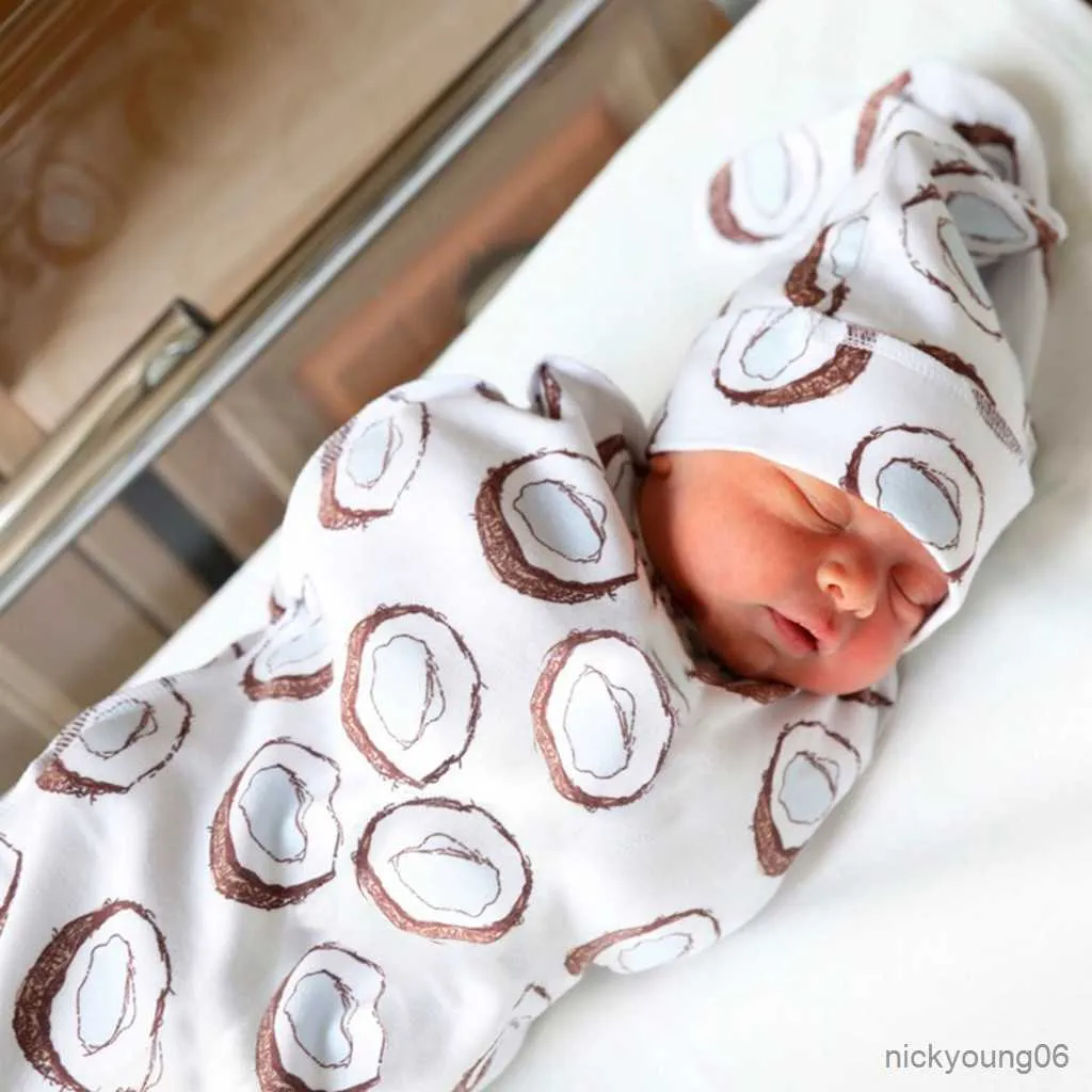 Sacs de couchage nouveau-né bébé Swaddle couverture recevant chapeau tenues bébé bébé enfants sac serviette cap ensemble 2 pc R230804