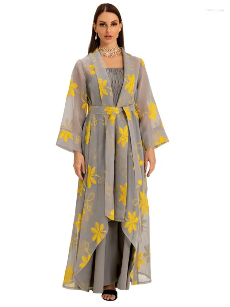 エスニック服モロッコドレスイスラム教徒の女性アバヤ2ピースセットインドアバヤドバイトルコイスラムパーティードレスカフタンローブロングベスティドス