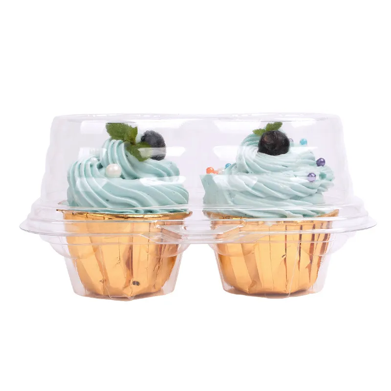 Wholesale 2 Compartment Cupcake Container - Deep Cupcakes Carrier Holder Box Clear Plastic Case Stackable SN4394