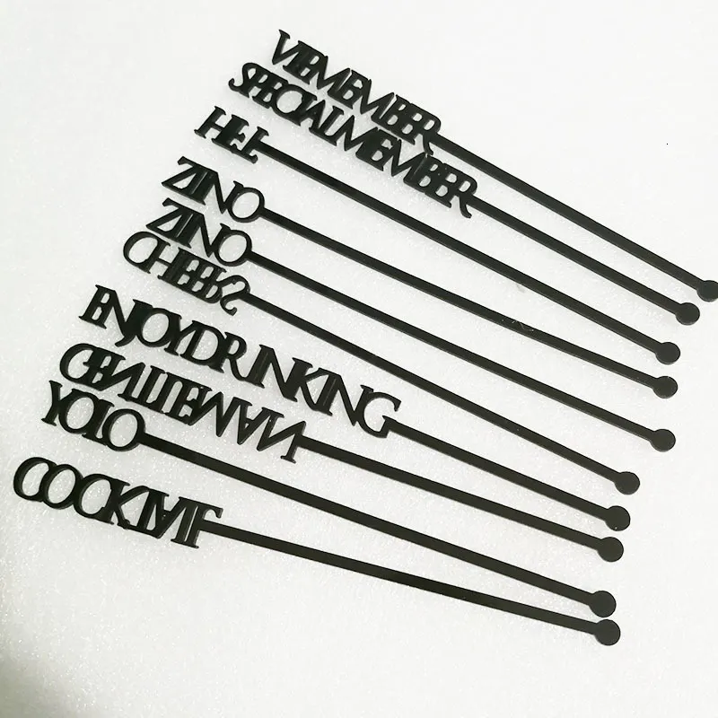 Other Event Party Supplies 50PCS Personalized Swizzle Sticks Cocktail Name Drink Stirrers Sticks Table Place Name Card Wedding Gift Baby Shower Party Decor 230613