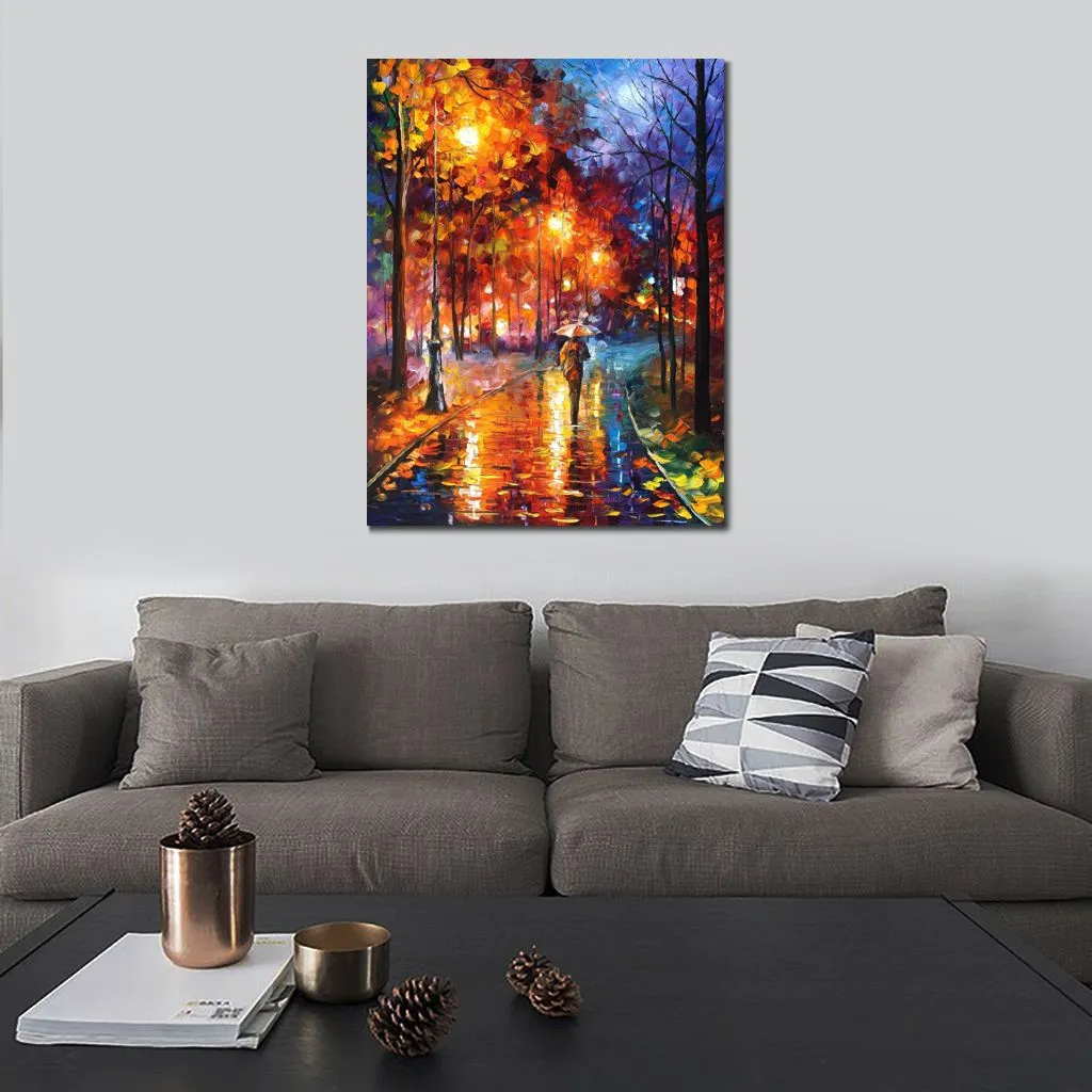 Modern Canvas Art Scene di strada Emozioni natalizie Dipinti ad olio dipinti a mano Decorazioni per soggiorno