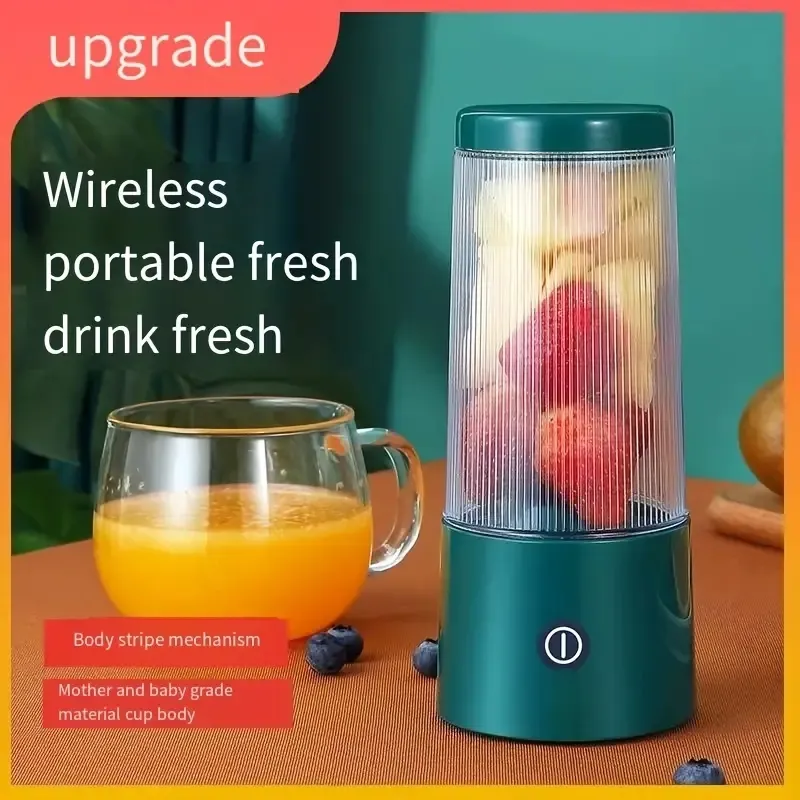 1pc, 4 lames USB Portable Juicer Maker, Portable Mini Blender, Juicer Fruit Juice Cup Automatic Small Electric Juicer, Smoothie Blender Ice Crush Cup, Food Prowear