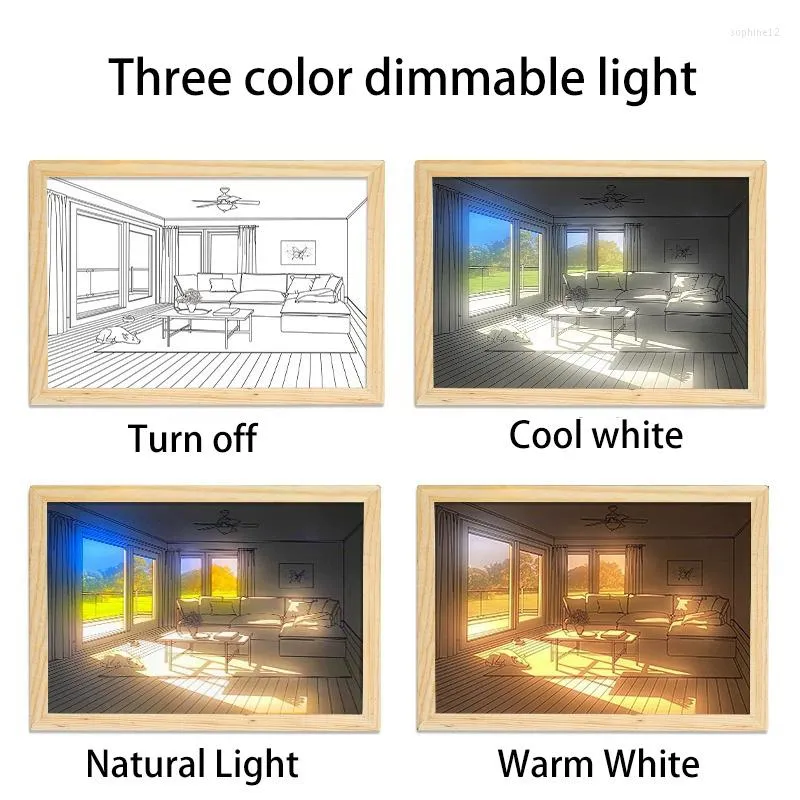 Lampada da parete INS pittura a Led decorativa presa USB oscuramento tavolo d'arte regalo luce solare per interni finestra in legno Po 5V vernice luminosa