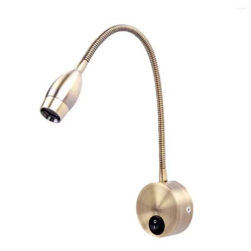 Wall Lamp 3W LED Flexible Reading Light 85-265V Lotus Shape Wall/Bedside Spot Rotation Arm Switch For Bedroom/el Bronze