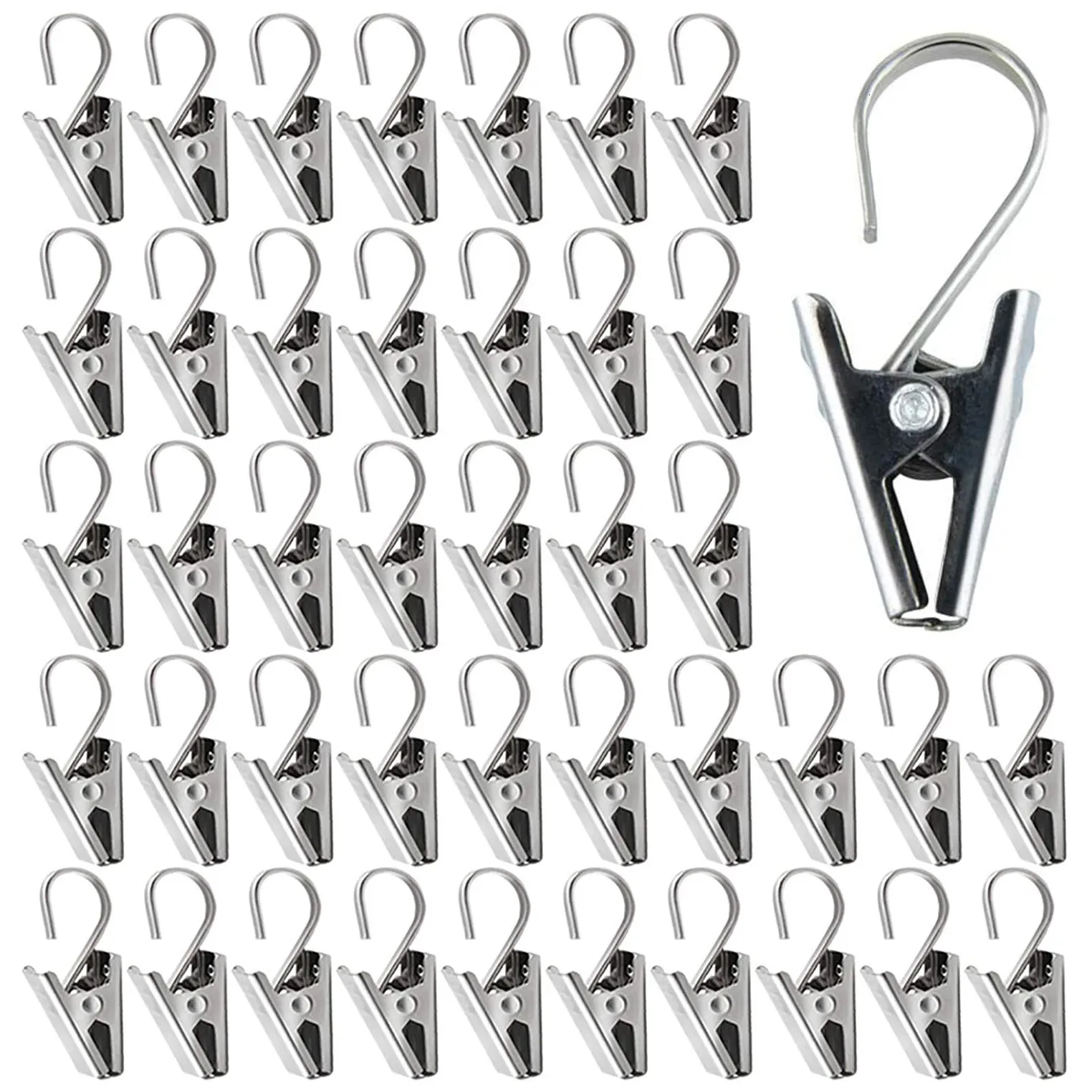 Curtain Poles 50Pcs Clips with Hook Sturdy and Durable Window Pos Solid Iron Drapery Home Accessories 230613