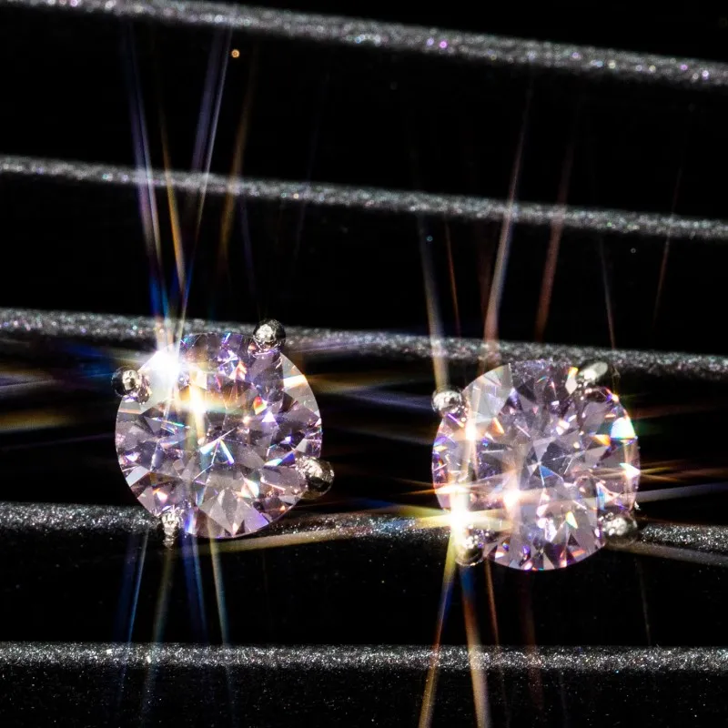 Silver Romantic Round Mouse Charm Stud Earrings For Women - 