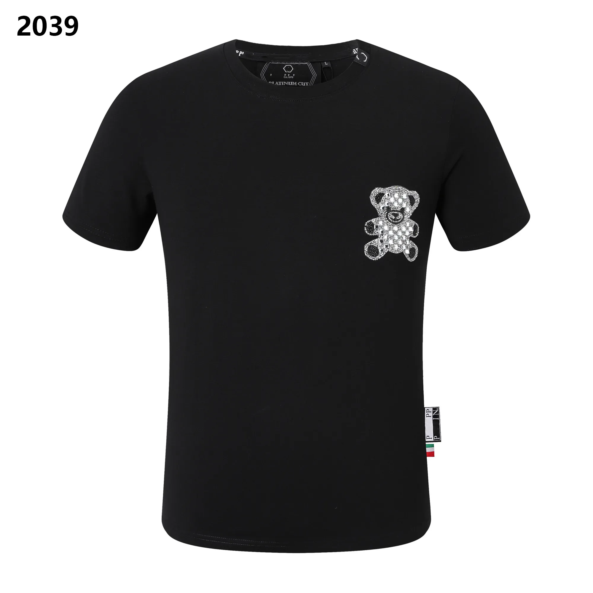 Phillip Plain Summer Men's skull Rhinestone T-shirt Beads Fashion Designer Men's T-shirt Top qp Letter Embroidery Men's Women's Clothing Short Sleeve T-shirt 2039