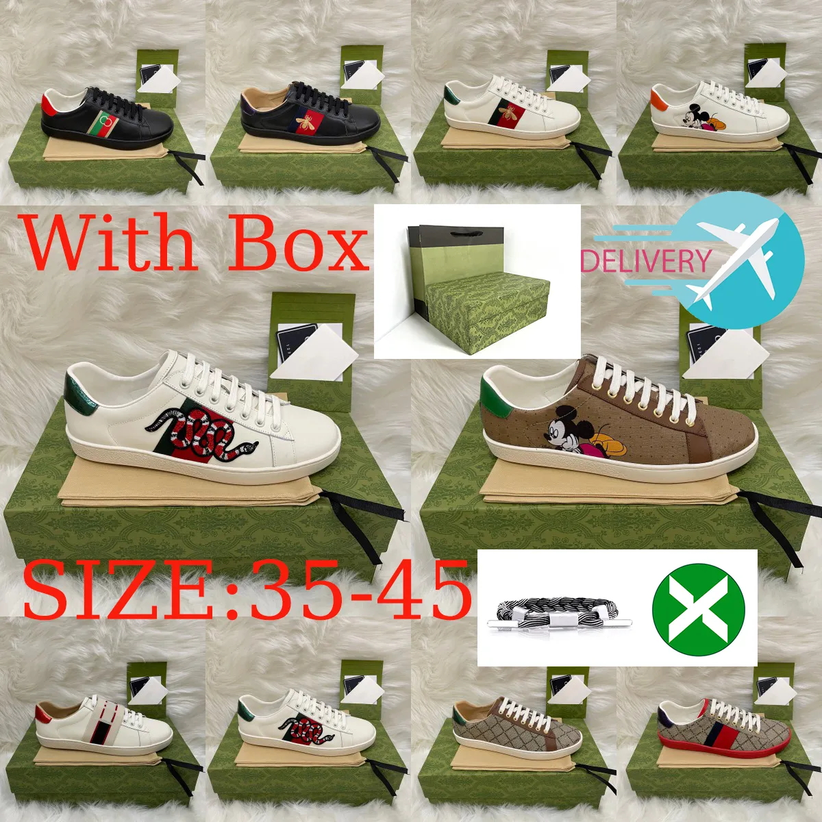 Mens Womens Shoes Bee Ace 스니커즈와 함께 캐주얼 신발 박스 스포츠 트레이너 디자이너 Tiger 자수 검은 흰색 녹색 줄무늬 조깅 여성 멋진 Zapato