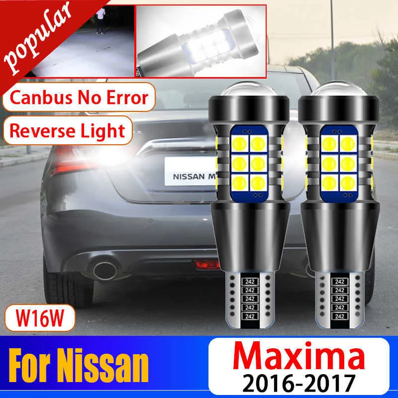 Ny 2st Car Canbus Error Free 921 LED Reverse Light W16W T15 Backuplampa Super Bright för Nissan Maxima 2016 2017