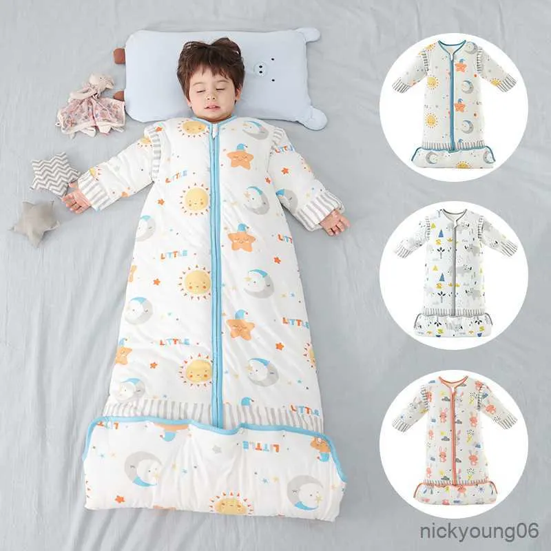 Sleeping Bags Baby Organic Bag Detachable Sleeve Wearable Blanket Warm Toddler Bedding Quilt 0-12 Old R230614