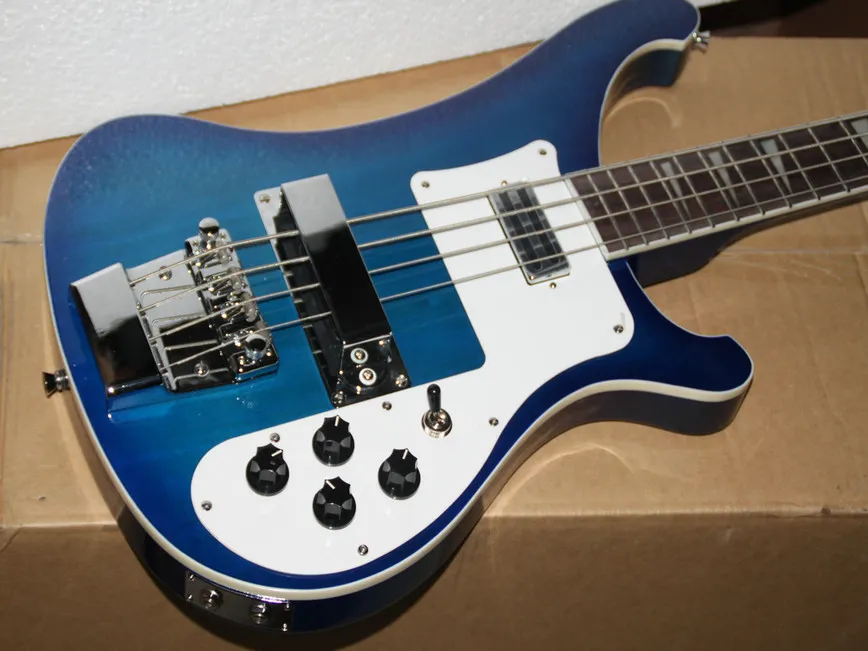 Custom 4003 Electric Bass bleu 4 cordes Guitare basse électrique Nouveau style