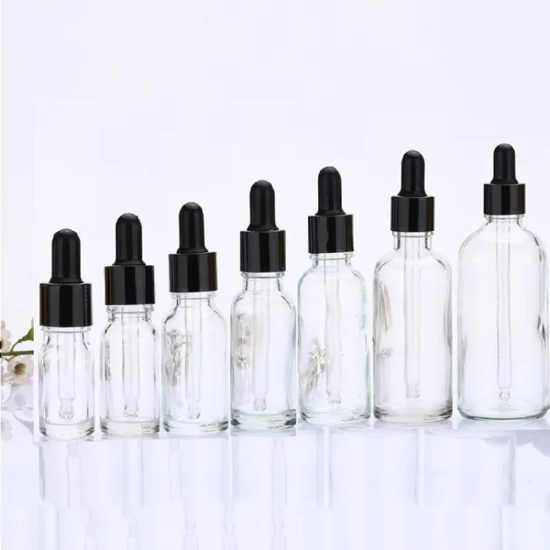 Transparent Glass Liquid Reagent Pipette Bottles Eye Dropper Aromatherapy 5ml-100ml Essential Oils Perfumes bottles wholesale free DHL Baeko