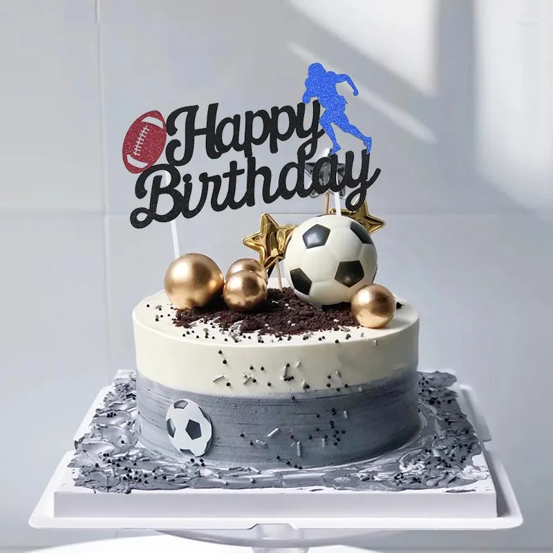 6 pcs Décoration de Gâteau d'anniversaire de Football,Football Décorations  Anniversaire Garçon Enfant, Décorations de Fête de Football Happy Birthday