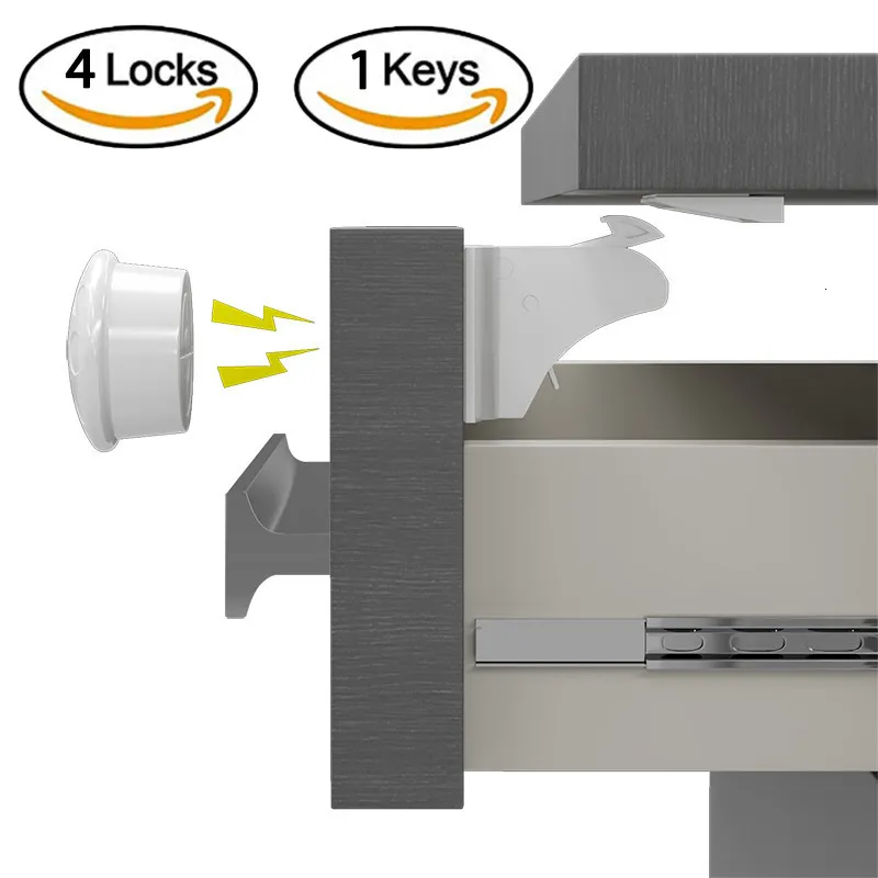 قفلات الأطفال ES الأطفال غير مرئي قفل أمان للسلامة المغناطيسية المنزلية درج الوزراء الباب المضاد لليد حماية الأطفال 230613