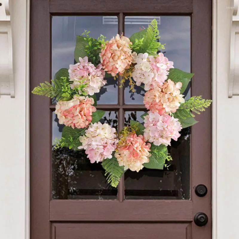 Fleurs décoratives jolie couronne de porte couleurs vives amélioration de l'habitat réutilisable printemps été faux hortensia