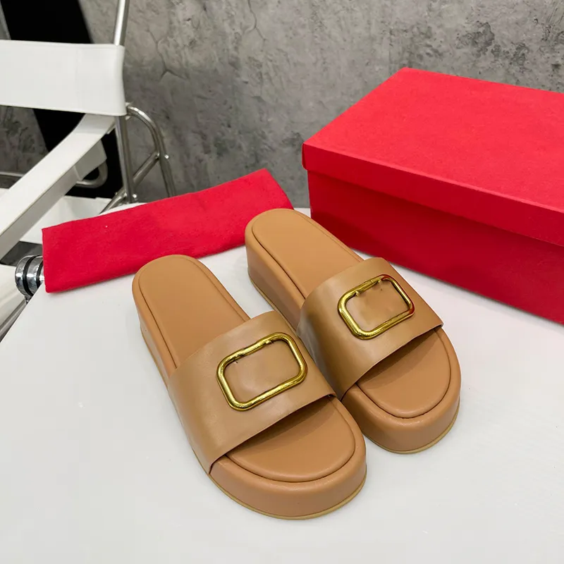 Women's Platform Slide Sandals Designer Leather Beach Mules, Thick Sole  Flip Flops, Fashion Summer Sandals, Size 40, Comfortable Walking Shoes