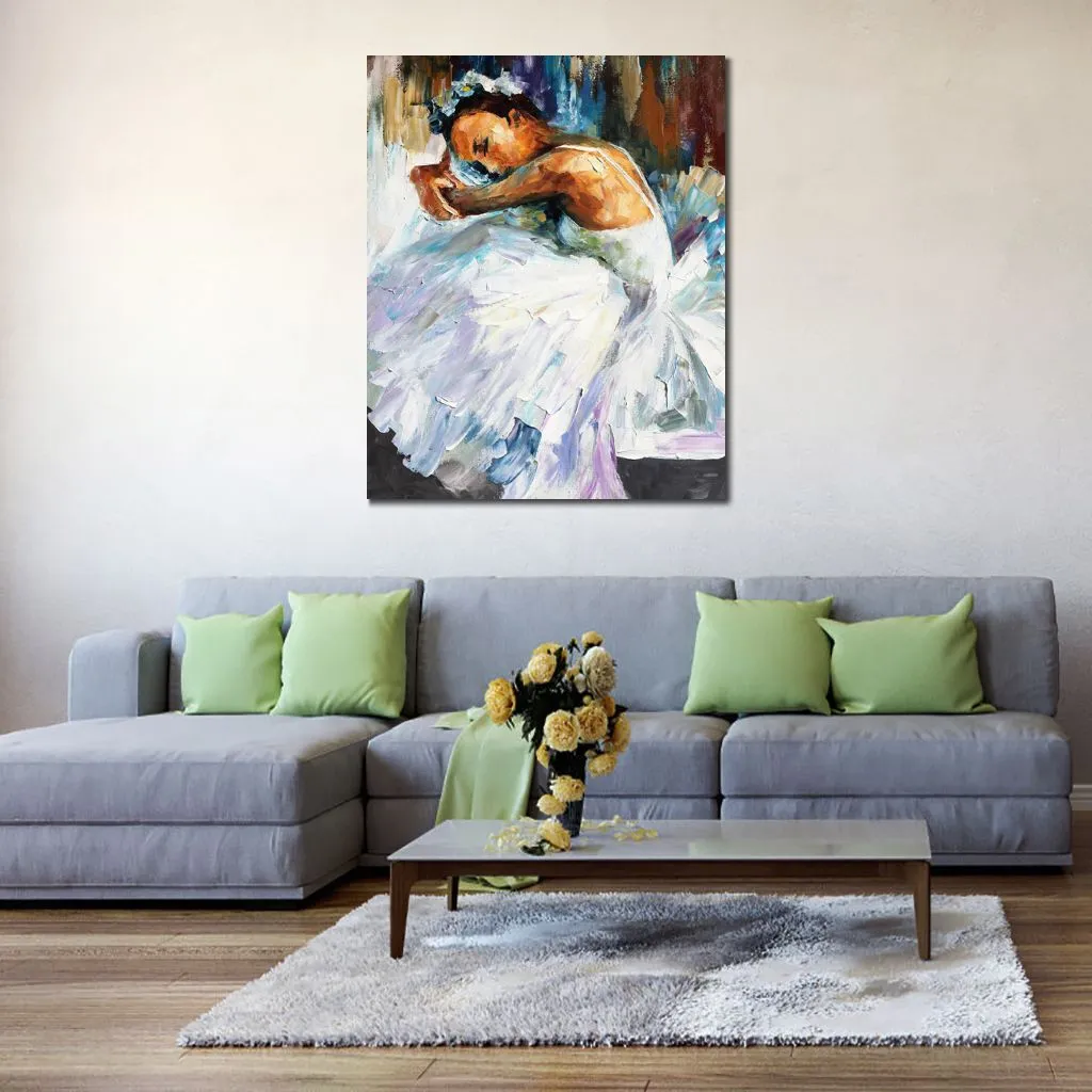 Abstract Canvas Art Ballerina Handmålad figurativ målning för hotelldekor modern