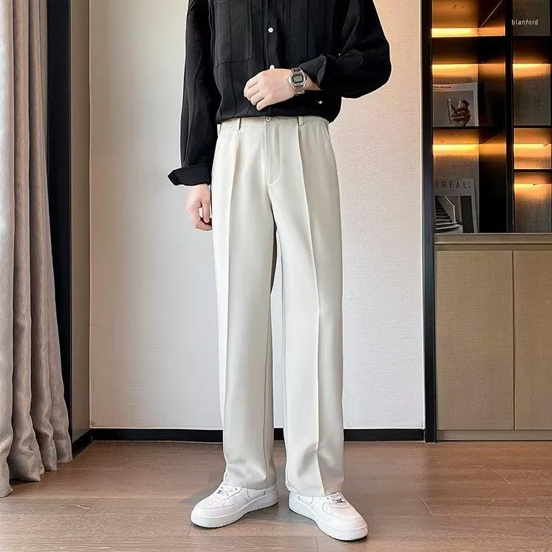 Pantaloni da uomo Abito dritto drappeggiato da uomo Pantaloni da ufficio da lavoro formale Abbigliamento da uomo bello e alla moda Primavera Autunno Inverno Patalon