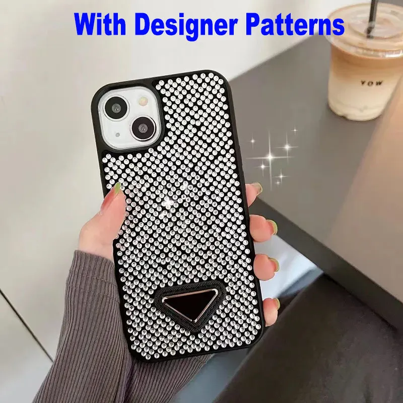 Luxury Full Drill Inlaid Diamond Phone Cases For iPhone 14 Plus 14Promax 13 12 11 Pro Max Fashion P designer Flash Rhinestone Bling Ladies Cover Anti Drop Shockproof