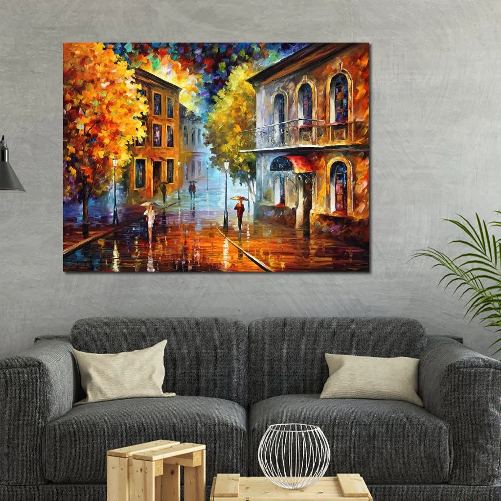 Arte contemporanea su tela Living Room Decor Etude in rosso dipinto a mano pittura a olio paesaggio vibrante