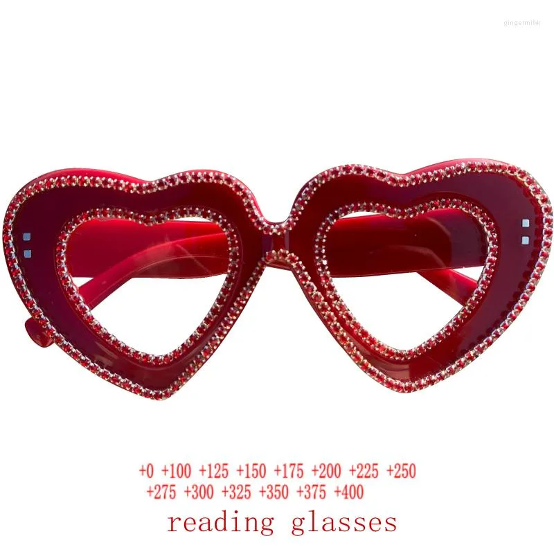 Sunglasses Vintage Heart-Shaped Crystal Bling Reading Glasses Women Rhinestone Eyewear Frames Anti Blue Light Trendy Reader UV400 NX