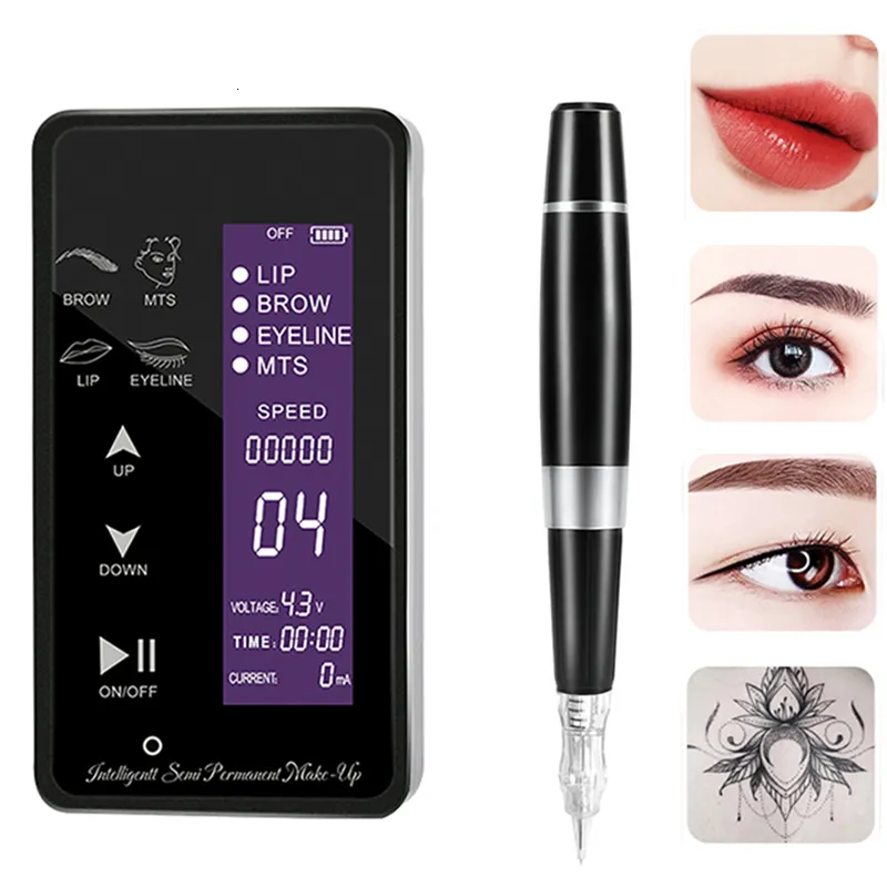 Machine à tatouer Maquillage Permanent Sourcils Lèvres PMU Stylo Pistolet Kit Numérique Microneedles Pour Eyeliner Cartouche Aiguilles 230614