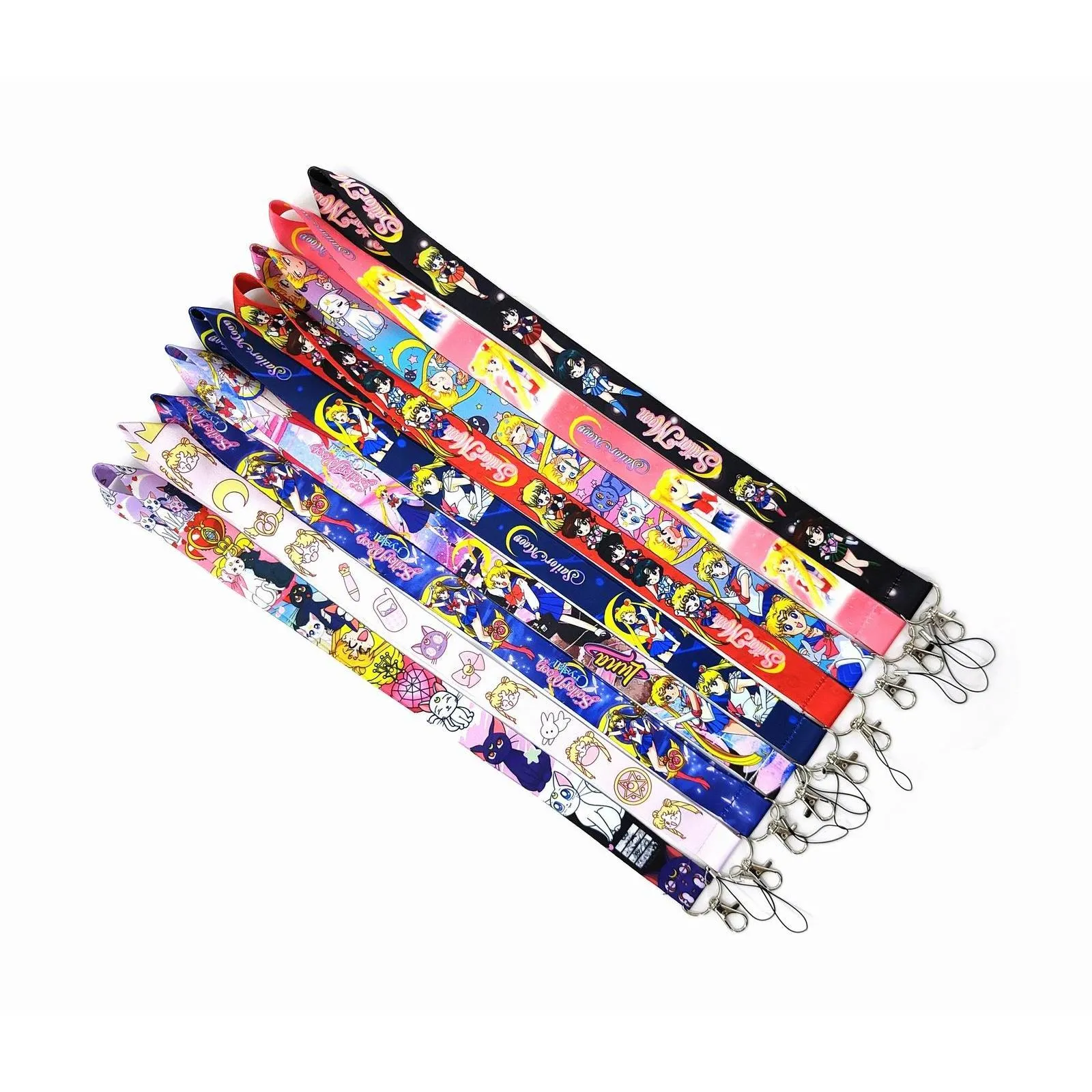 Keychains Lanyards 10st Cartoon Lanyard Key Chain Neck Strap Camera ID Telefonsträng Pendant Party Presenttillbehör Små grossist Dhuub