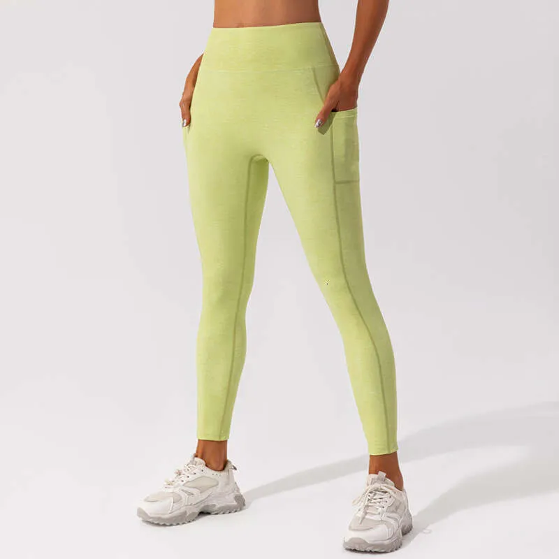 Pantaloni da yoga Align Prue con tasca a vita alta color nudo a vita alta con tasca laterale Sollevamento dei fianchi Asciugatura rapida Push Up Leggings fitness Pilates Pantaloni da corsa per donna LL-524