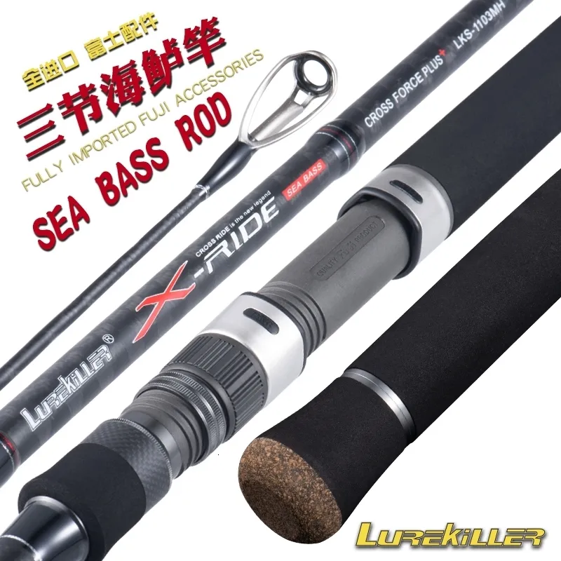 Boat Fishing Rods Lurekiller Full Fuji Parts Sea Bass Rod Light Shore  Jigging Rod MH 15-50G 3 Sections 2.7m-3.6m Spinning Lure Rod 230614