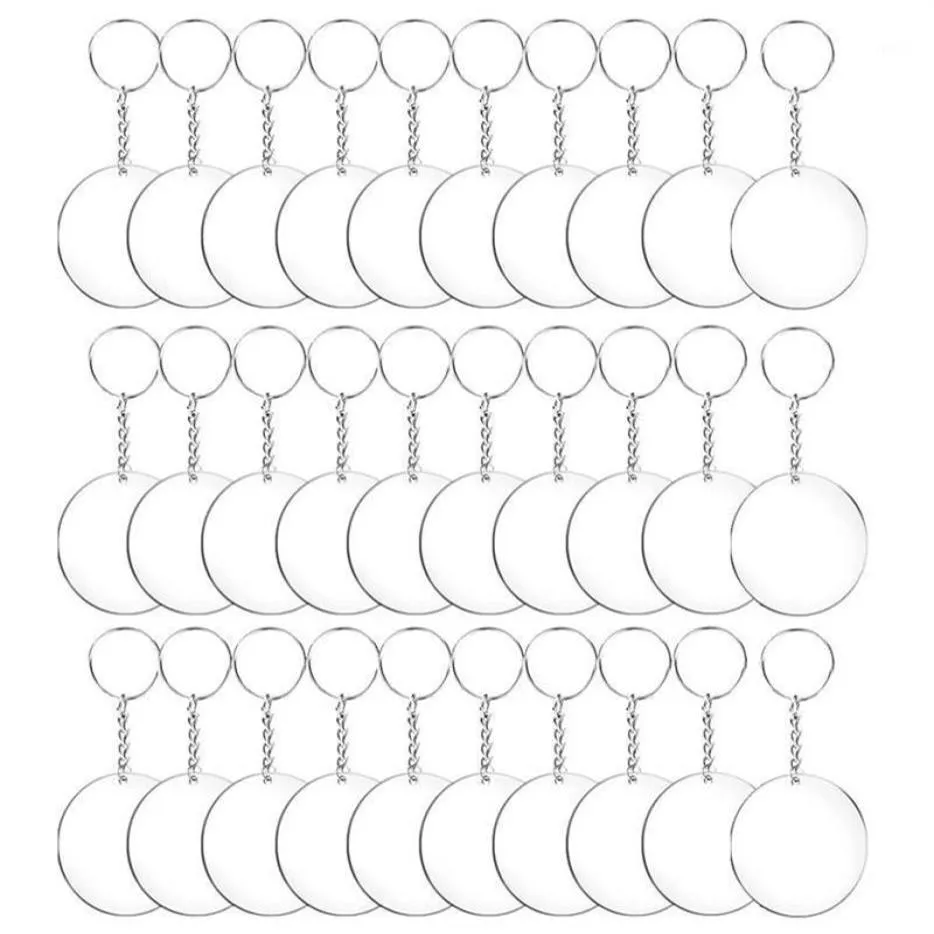 487296pcs Acrylique Transparent Cercle Disques Ensemble Porte-clés Effacer Rond Acrylique Porte-clés Blancs Porte-clés pour DIY Transparent12784312317S