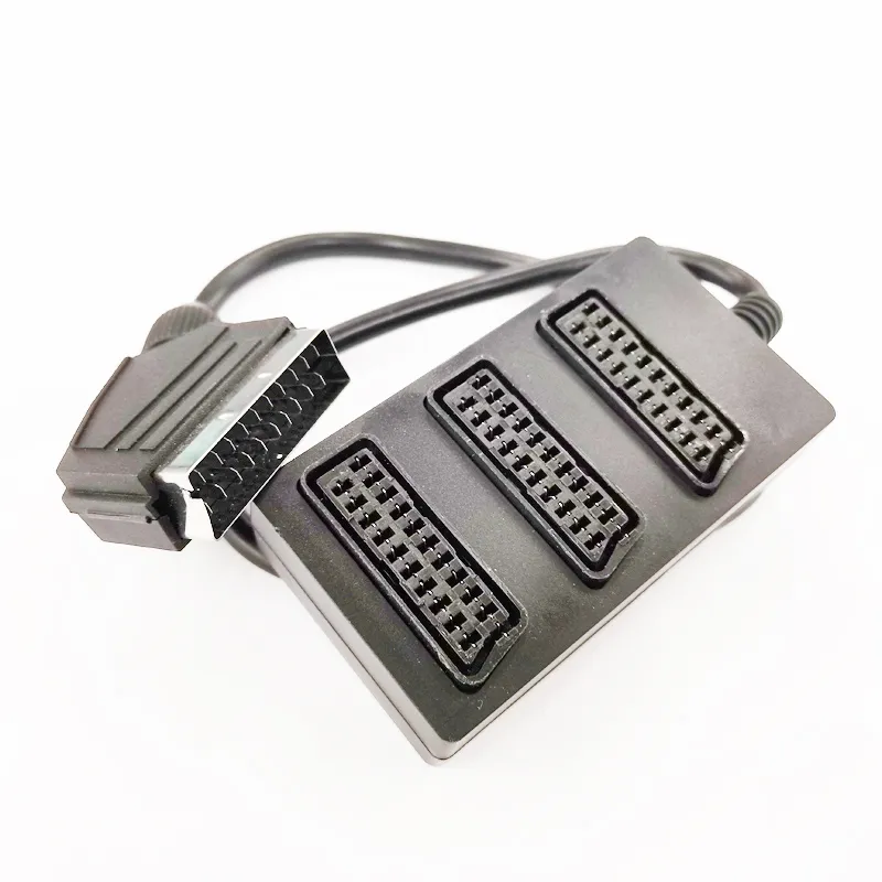 3-Way SCART Splitter Cable - Black, 35cm - Connect Multiple Devices ...