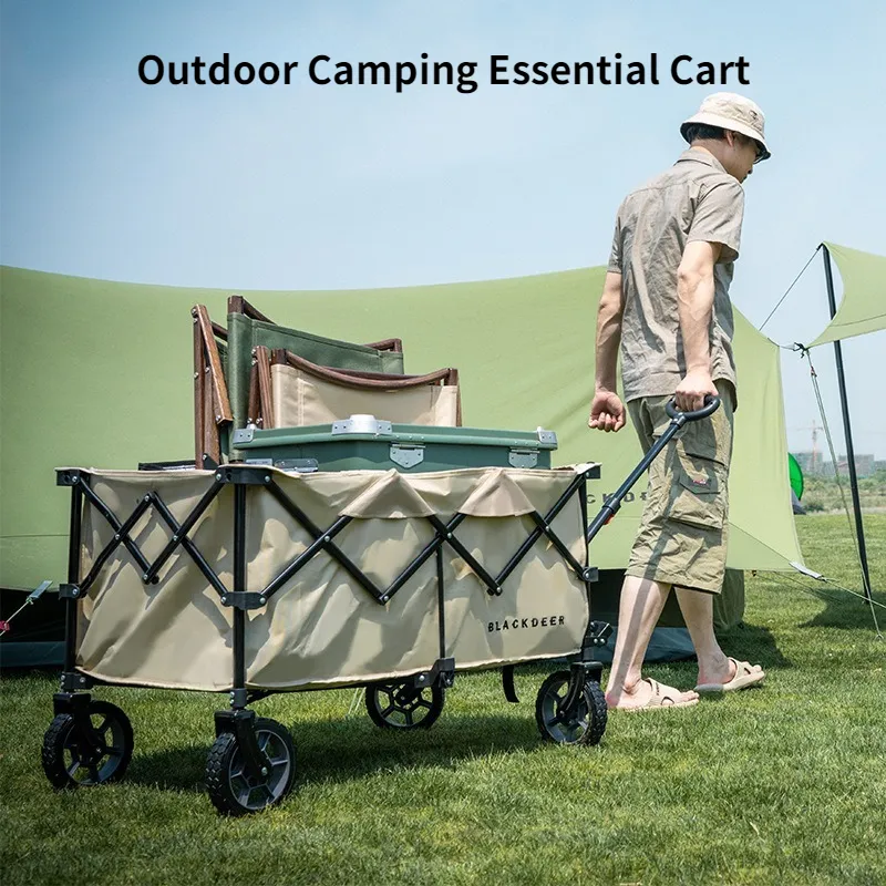 Förvaringskorgar Camping Portable Folding Car Outdoor Home kundvagn med Pull Rod Four Wheel Trolley 230613