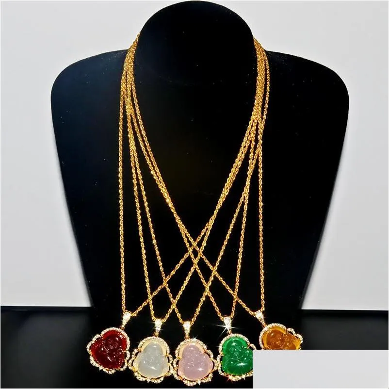 Pendant Necklaces Bling White Pink Buddha Necklace For Women Luxury Jewelry Buddah Exquisite Birthday Giftpendant Drop Delivery Penda Dhegt