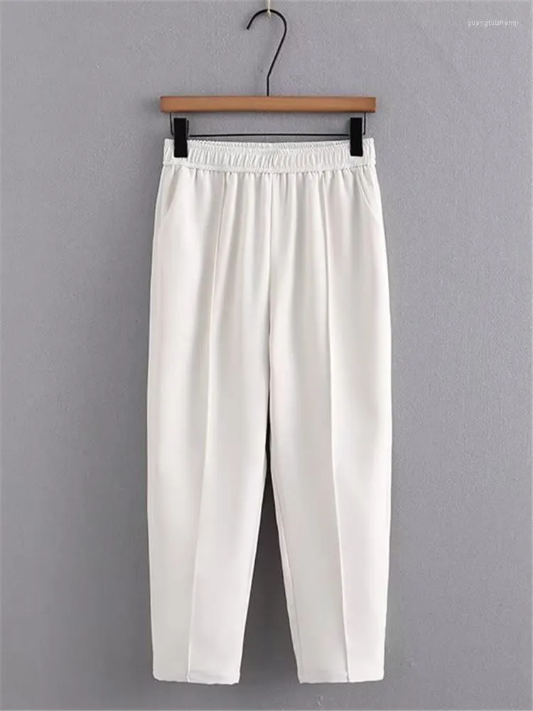 Pants Plus Size Women's Elasticated Waist Loose Fitting Polyester Non-Stretch Trousers High Quality Non-Iron Thin Summer Trouser