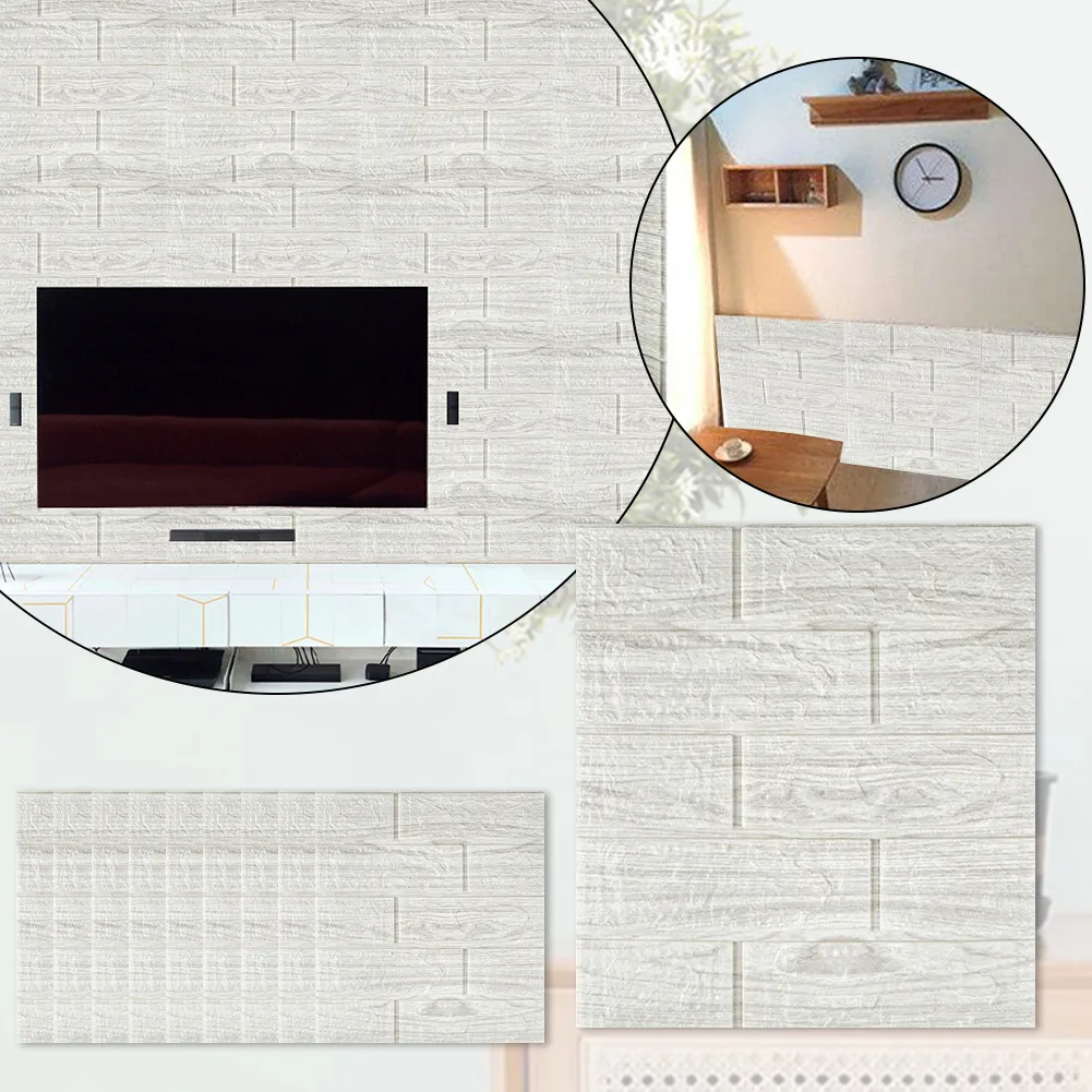Adesivos de parede 3D Papel de parede autoadesivo Padrão de tijolo Adesivo de parede de tijolo Painéis Sala de estar Papel de parede à prova d'água Decoração de casa