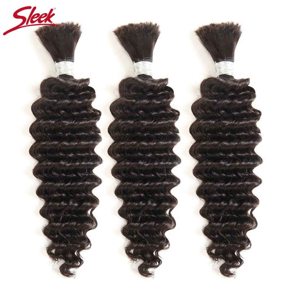 Hair Bulks Sleek Pre-Colored Brazilian Deep Wave Human Hair Braiding Bulk No Weft 10 To 30 Inch Bulk Human Hair 230613