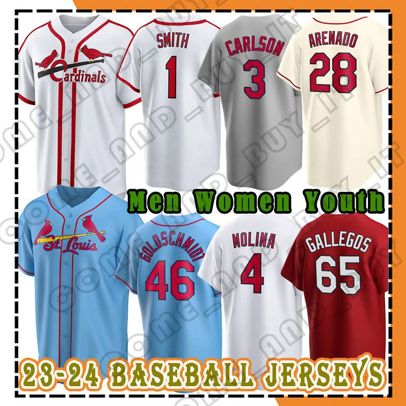 Camiseta de béisbol Nolan Arenado Paul Goldschmidt Dylan Carlson Cardenal Ryan Helsley Willson Contreras Yadier Molina Ozzie Smith St. Louis''Paul DeJong Nolan Gorman