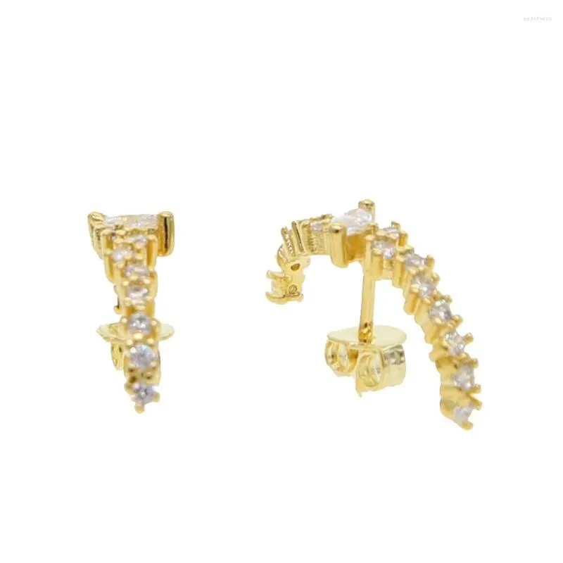 Stud Earrings Gold And Silver Color Cz Moon Shape Earing For Women Girls Delicate Bar Earring High Quality