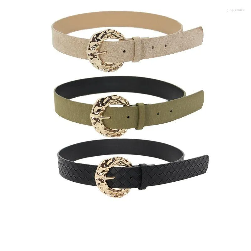 Belts Khaki Niche Design Sense Belt Women's Korean Version Jeans All-match Decoration Senior Waistband 2023 Black