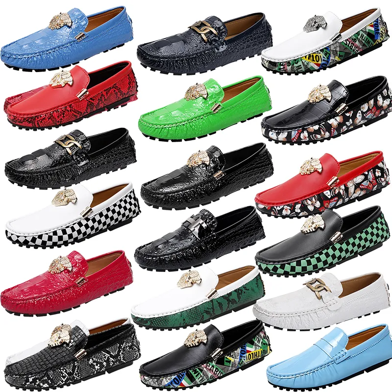 Loafer Männer Schuhe PU Leder Einfarbig Klassische Trend Krokodil Muster Mode Runde Kopf Flache Komfort Casual Fahren Schuhe
