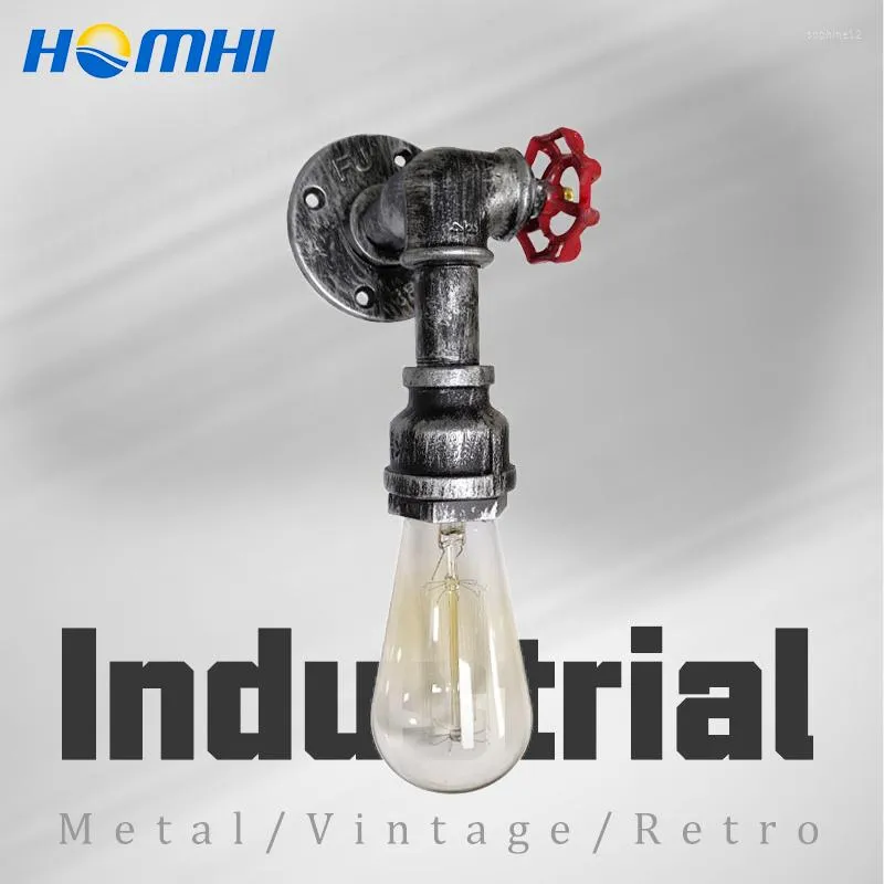 Lampada da parete Homhi Industrial Pipe Bed Vintage Rustico Deco Ferro Tubo Bagno Luce Ottone Nastro Stile punk HWL-029