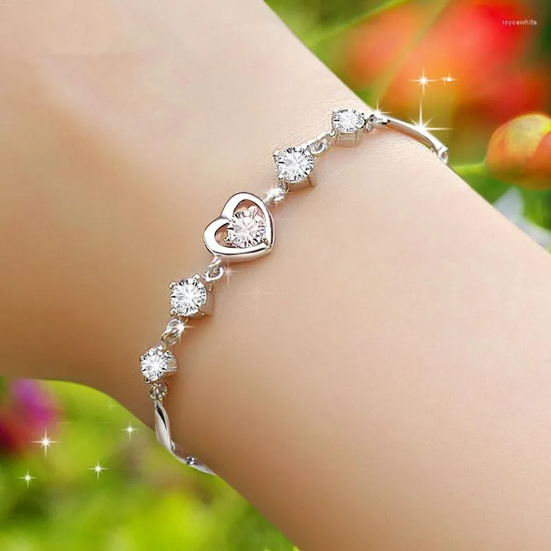 Charm armband mode hjärta ametist armband söt romantisk brud bröllop smycken tillbehör lovar flicka kärlek årsdag gåva