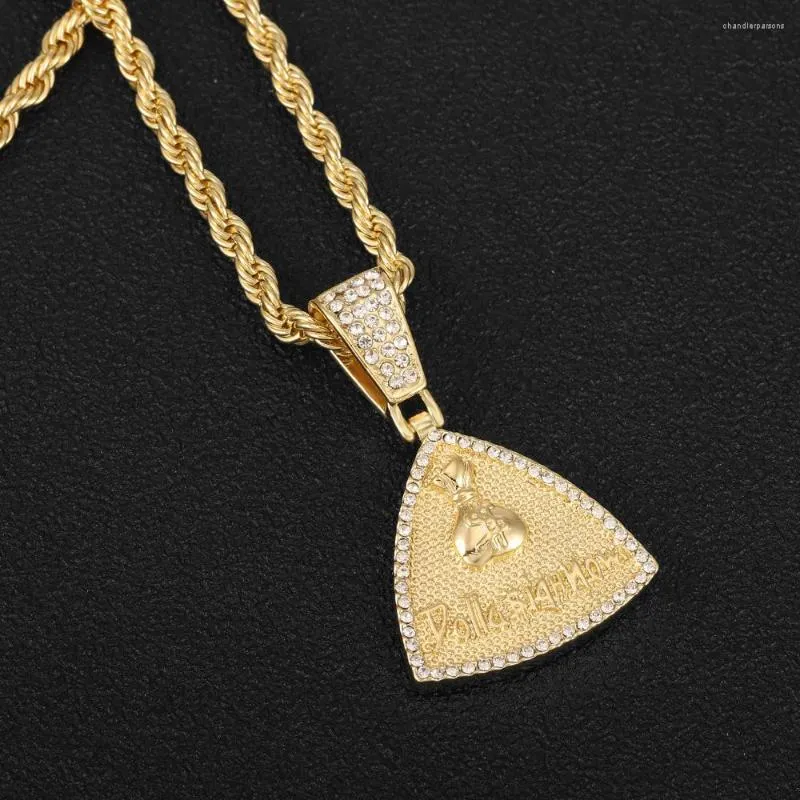 Chaînes 2023 personnalité glacé Iong Triangle pendentif collier hommes femmes Hip Hop bijoux mode argent sac cadeau