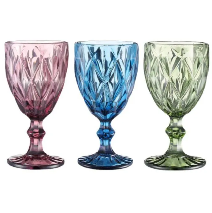 Wine Glasses 240Ml 12Design Embossed Glass Cup Drinking Cups Vintage Household Juice Champagne Thickened For Party Goblet Drop Delive Otdck