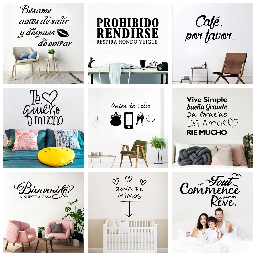 Drôle espagnol Stickers Muraux Citation Mur Art Stickers Pour Chambre Décor Autocollant Papier Peint Chambre Affiche Murale Vinyle Decal