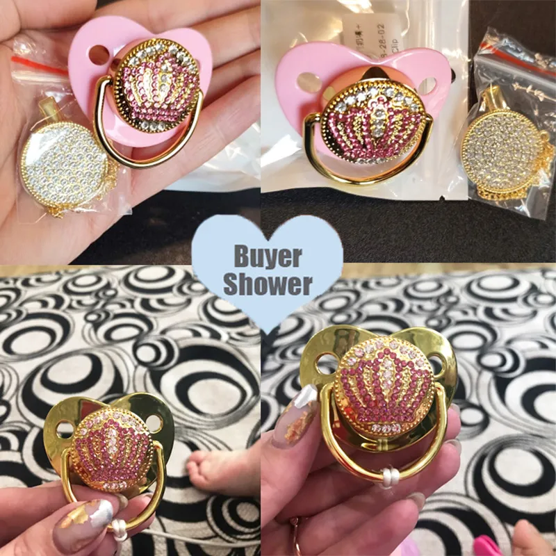 Baby shower gåvor baby nappare strass napp klämmer prinsessan bling bpa gratis silikon spädbarn bröstvårtan nyfödd baby soother