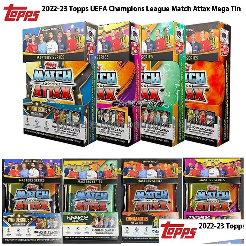 Adesivi giocattolo per bambini Kids 23 Topps League Match Attax Mega Tin Collezione ufficiale di calcio Sports Stars Mbappe Signature Cards 230213 Dhzcr