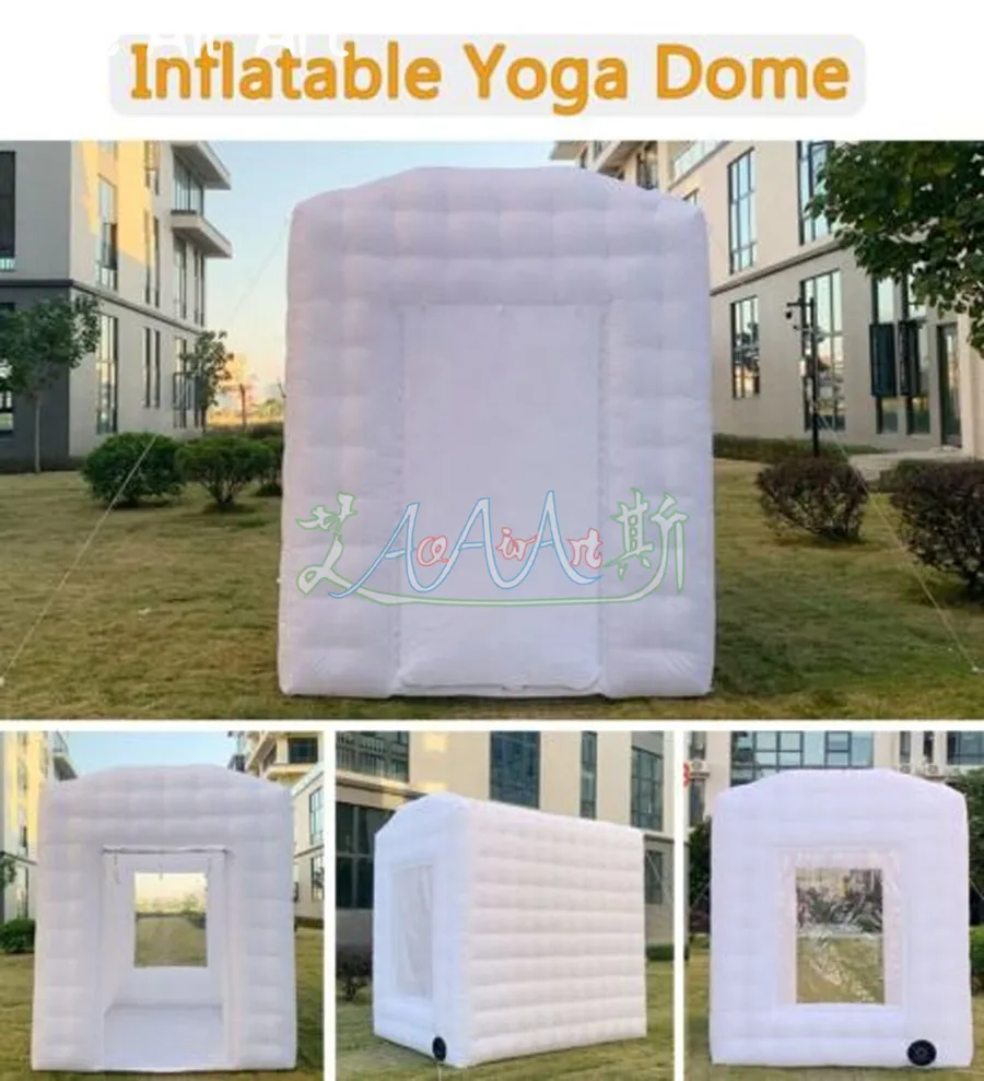 Barraca quadrada inflável portátil fácil para casa de ioga com tapete de ioga grátis para exercícios ao ar livre ou meditação