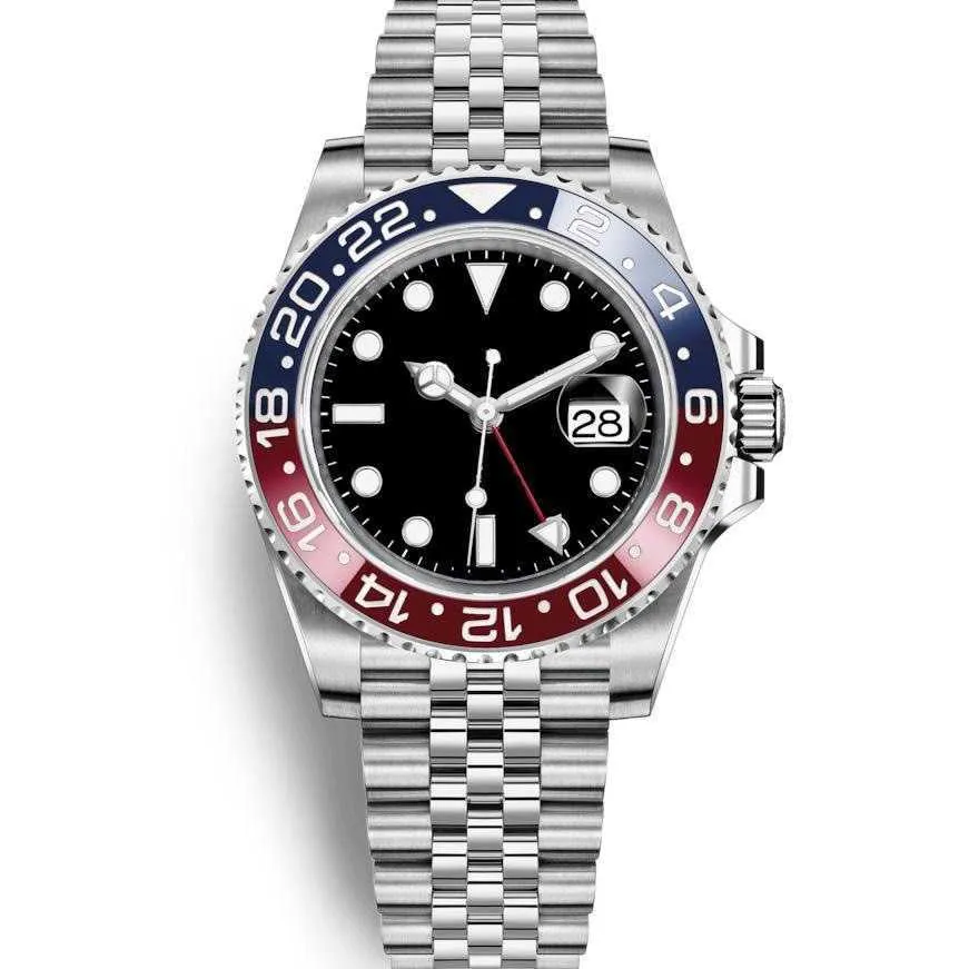 Reloj Luxury Rotating Bezel R Luminous O Wrist Watches L 40mm*13mm E 904L GMT X Coke Ceramic Ring Steel Business Diving 316L高品質のアイスアウトムーブメントギフト